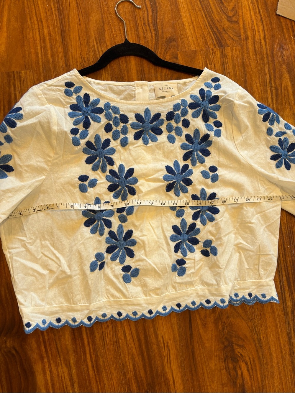 Sezane Enaline Blouse Blue Bouquet Print - Size 12 - Picture 6 of 7